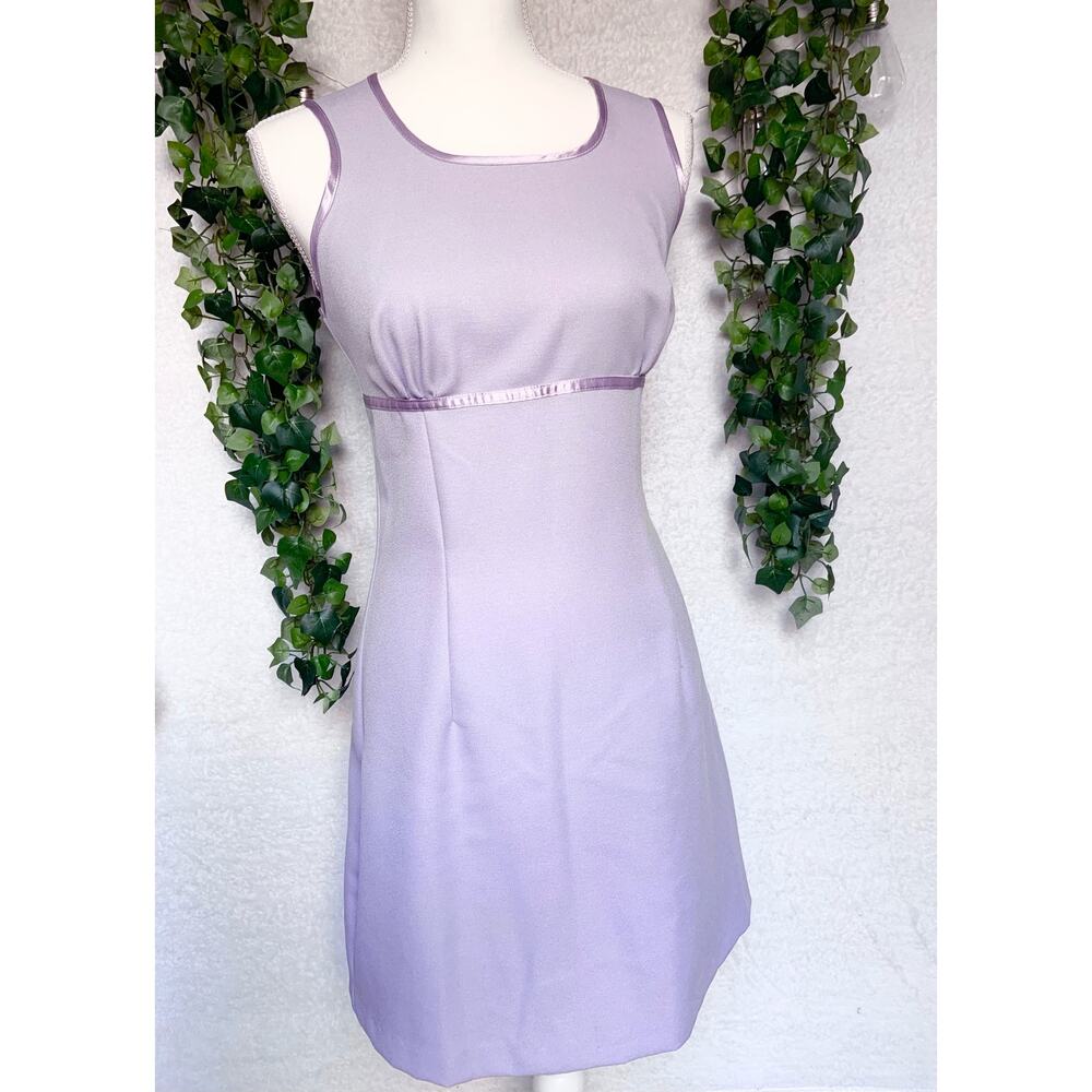 Vintage 1970's Wrapper Purple Above Knee Empire Waist Dress Women's 11/12